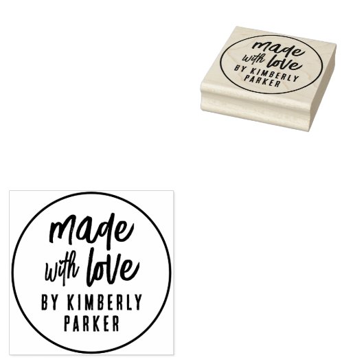 Boho Round gemaakt met Love Handmade by Custom Nam Rubberstempel (Gestempeld)