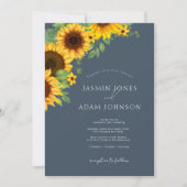 Boho Royal Blue Opulence Zonnebloemen Bruiloft Kaart (Voorkant)