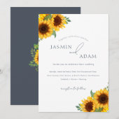 Boho Royal Blue Opulence Zonnebloemen Bruiloft Kaart (Voorkant / Achterkant)