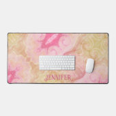 Boho Roze  Abstract Fun Design Naam Bureaumat (Keyboard & Muis)