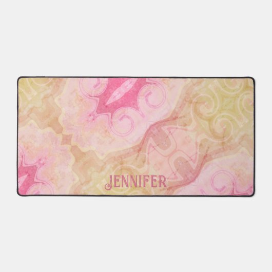 Boho Roze  Abstract Fun Design Naam Bureaumat (Voorkant)