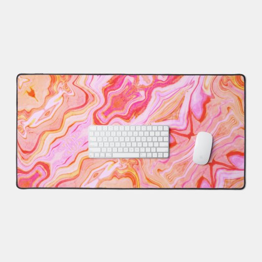  Boho Roze Abstract Speels Marmeren Ontwerp Bureaumat (Keyboard & Muis)