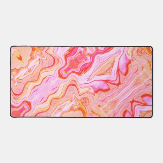 Boho Roze Abstract Speels Marmeren Ontwerp Bureaumat (Voorkant)