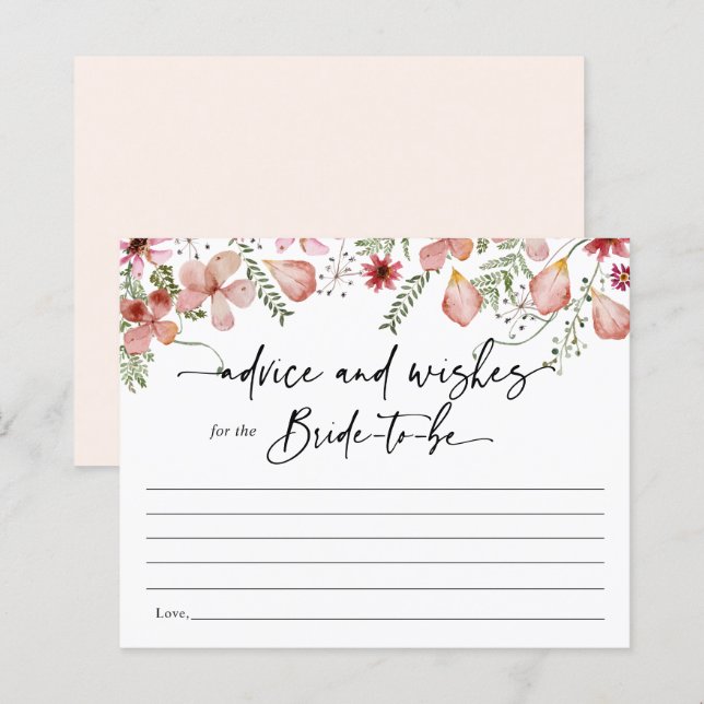 Boho roze advies en wenst Bride Kaart (Voorkant / Achterkant)