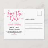 Boho Roze Aquarel Bloem Typografie Bruiloft Aankondigingskaart (Achterkant)