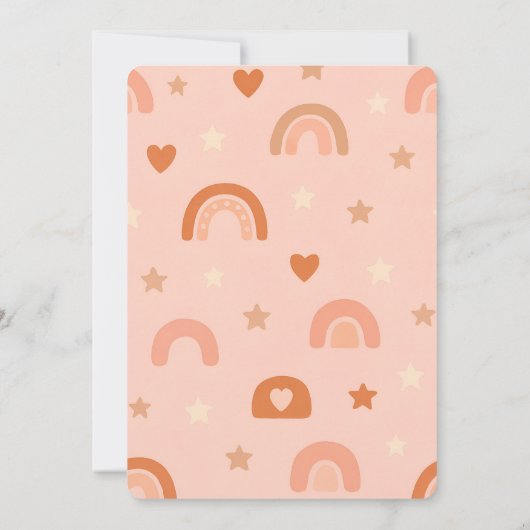 Boho Roze Baby shower Uitnodigen Kaart (Achterkant)