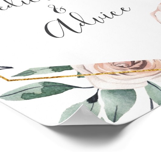 Boho Roze Baby Shower Voorspelling en Advies Bord Poster (Hoek)