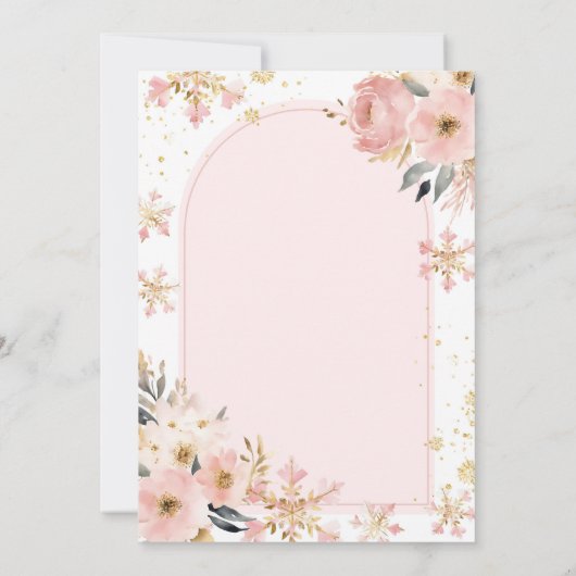 Boho Roze Beary Eerste Winter Verjaardag Bloemen Kaart (Achterkant)