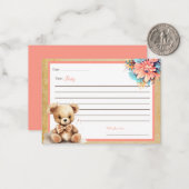 Boho Roze Beer Baby shower Beste Baby Kaarten Notitiekaartje (Voorkant / Achterkant in situ)