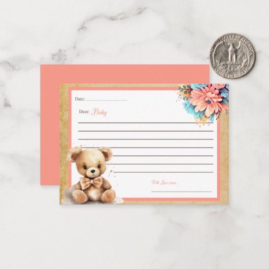 Boho Roze Beer Baby shower Beste Baby Kaarten Notitiekaartje (Voorkant / Achterkant in situ)