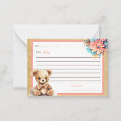 Boho Roze Beer Baby shower Beste Baby Kaarten Notitiekaartje (Voorkant)