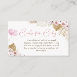 Boho Roze Beer Baby shower Boeken voor Baby Informatiekaartje