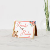 Boho Roze Beer Baby shower Boeken voor Baby Kaart (Voorkant)