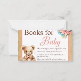 Boho Roze Beer Baby shower Boeken voor Baby Notitiekaartje
