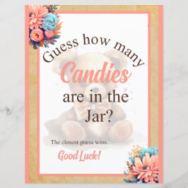 Boho Roze Beer Baby shower Candy Jar Game