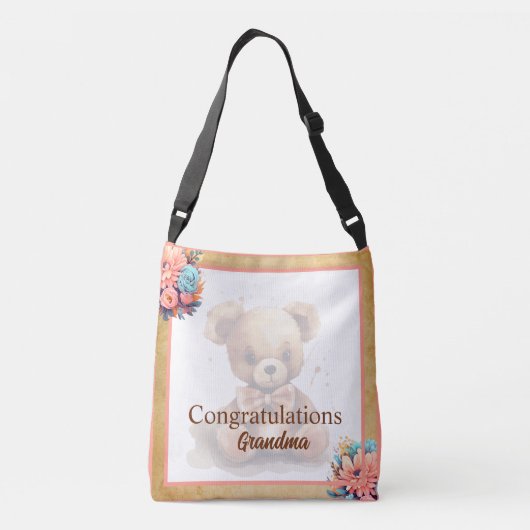 Boho Roze Beer Baby shower Crossbody Tas (Achterkant)