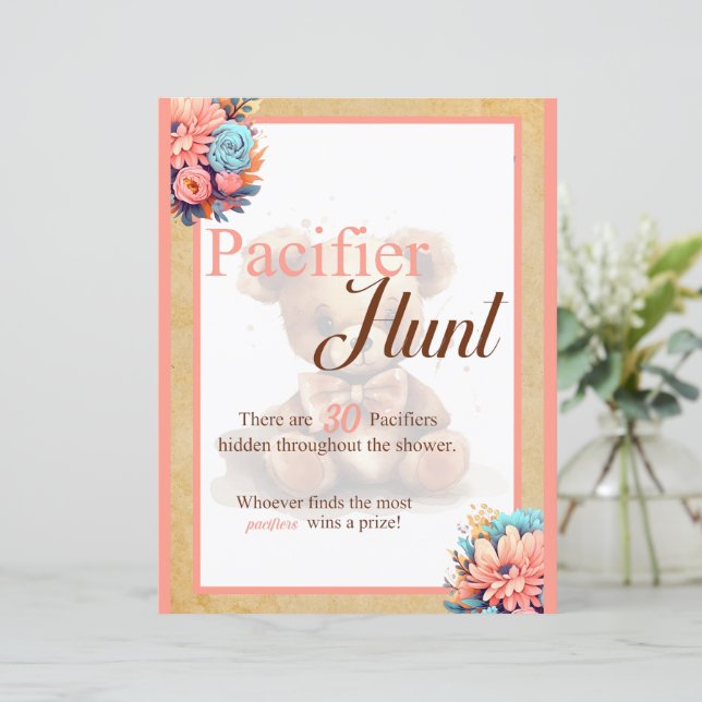 Boho Roze Beer Baby shower Duck Hunt Spel (Staand voorkant)