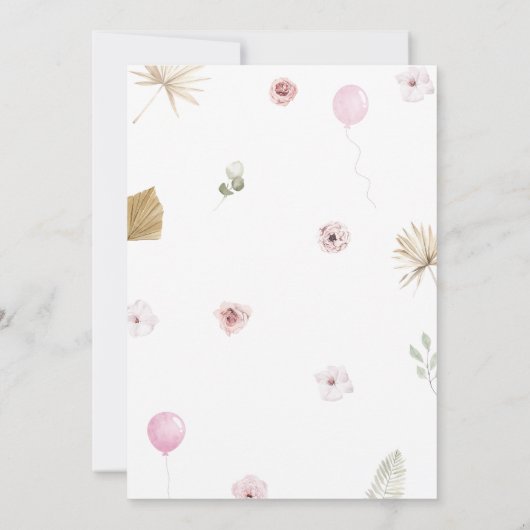 Boho Roze Beer Baby shower Kaart (Achterkant)