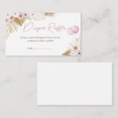 Boho Roze Beer Baby shower Luier Raffle Informatiekaartje (Voorkant / Achterkant)