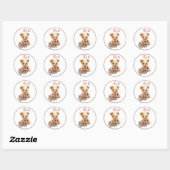 Boho Roze Beer Baby shower Ronde Sticker (Vel)