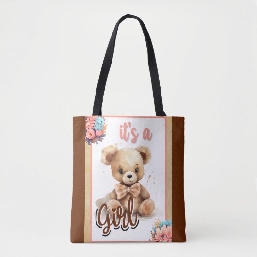Boho Roze Beer Baby shower Tote Bag (Voorkant)