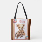 Boho Roze Beer Baby shower Tote Bag (Achterkant)