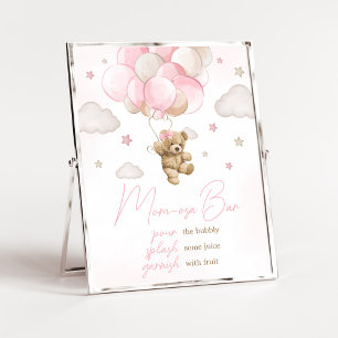 Boho Roze Beer Balloon Baby shower Moeder Osa Bar Poster