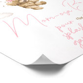 Boho Roze Beer Balloon Baby shower Moeder Osa Bar Poster (Hoek)