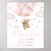 Boho Roze Beer Balloon Baby shower Moeder Osa Bar Poster (Voorkant)