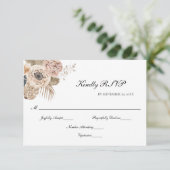Boho Roze Beige Bloemen Botanische Elegante Bruilo RSVP Kaartje (Staand voorkant)