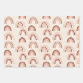 Boho roze beige regenboogvapbladen inpakpapier vel (Voorkant 3)