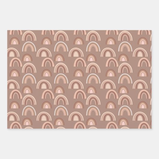 Boho roze beige regenboogvapbladen inpakpapier vel (Voorkant)