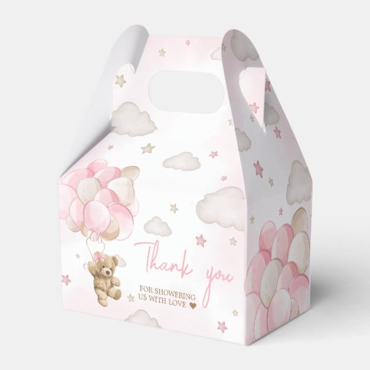 Boho roze Beren ballon Baby shower Bedankdoosjes (Achterkant)