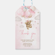 Boho Roze Beren ballon Baby shower Favor Tags Cadeaulabel
