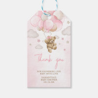 Boho Roze Beren ballon Baby shower Favor Tags