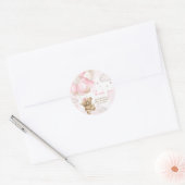 Boho roze Beren ballon Baby shower Ronde Sticker (Envelop)