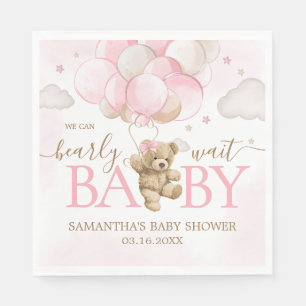 Boho roze Beren ballon Baby shower Servet