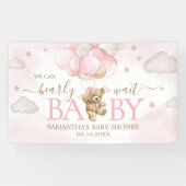 Boho roze Beren ballon Baby shower Spandoek (Horizontaal)