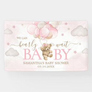 Boho roze Beren ballon Baby shower Spandoek