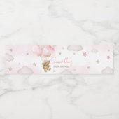 Boho roze Beren ballon Baby shower Waterfles Etiket (Enkel label)
