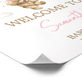 Boho Roze Beren ballon Baby shower Welkom Poster (Hoek)