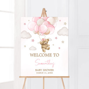 Boho Roze Beren ballon Baby shower Welkom Poster