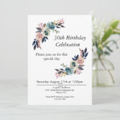 Boho Roze Blauw Blush  30e Verjaardag Kaart (Staand voorkant)
