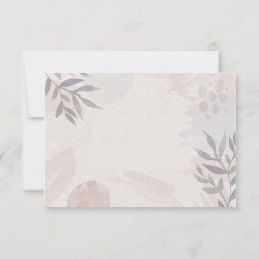 Boho roze blauw botanische bladeren Waterverf brui RSVP Kaartje (Achterkant)