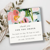 Boho Roze Blauw Geschilderde Bloemen Bedankt voor  Vierkante Visitekaartje