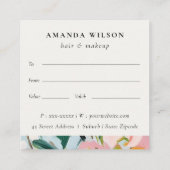 Boho Roze Blauw Geschilderde Bloemen Cadeaubon Vierkante Visitekaartje (Achterkant)