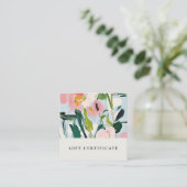 Boho Roze Blauw Geschilderde Bloemen Cadeaubon Vierkante Visitekaartje (Staand voorkant)