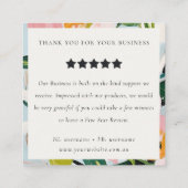 Boho Roze Blauw Groen Geschilderd Bloemen Review V Vierkante Visitekaartje (Achterkant)