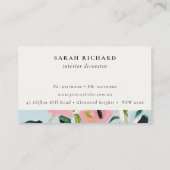 Boho Roze Blauw Groen Geschilderde Bloemen Afspraa Visitekaartje (Achterkant)