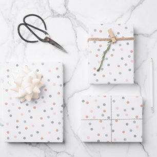 Boho Roze Blauw Groen Stippen Baby Shower Verjaard Inpakpapier Vel